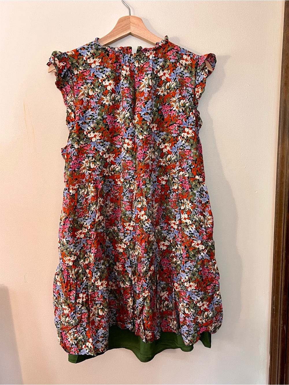 THML Red Multicolor Floral Smocked Ruffle-Sleeve Mini Dress - Picture 6 of 7